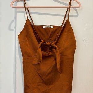 Burnt orange tie-front tank